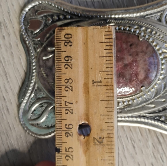 Vintage Western Natural Rhodonite Belt Buckle Silver Toned Handcrafted - Picture 2 of 13